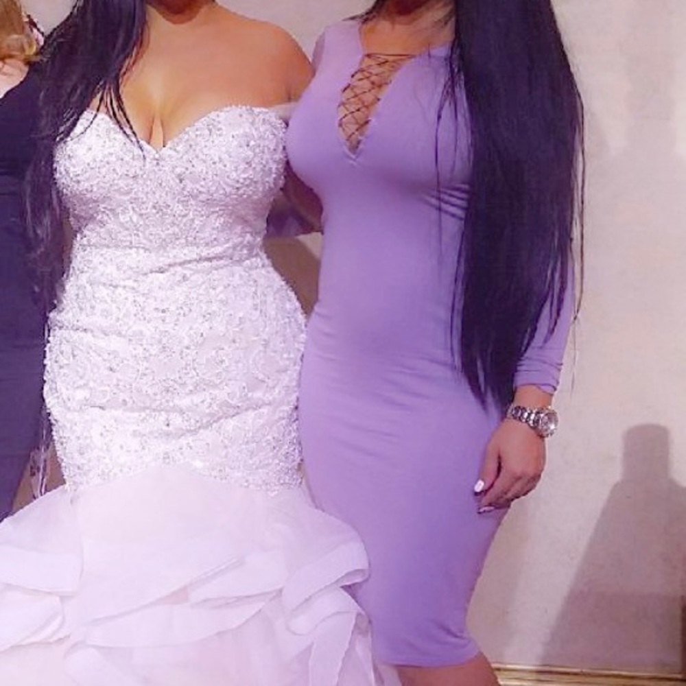 Long Sleeve Purple Lace Up Midi Dress